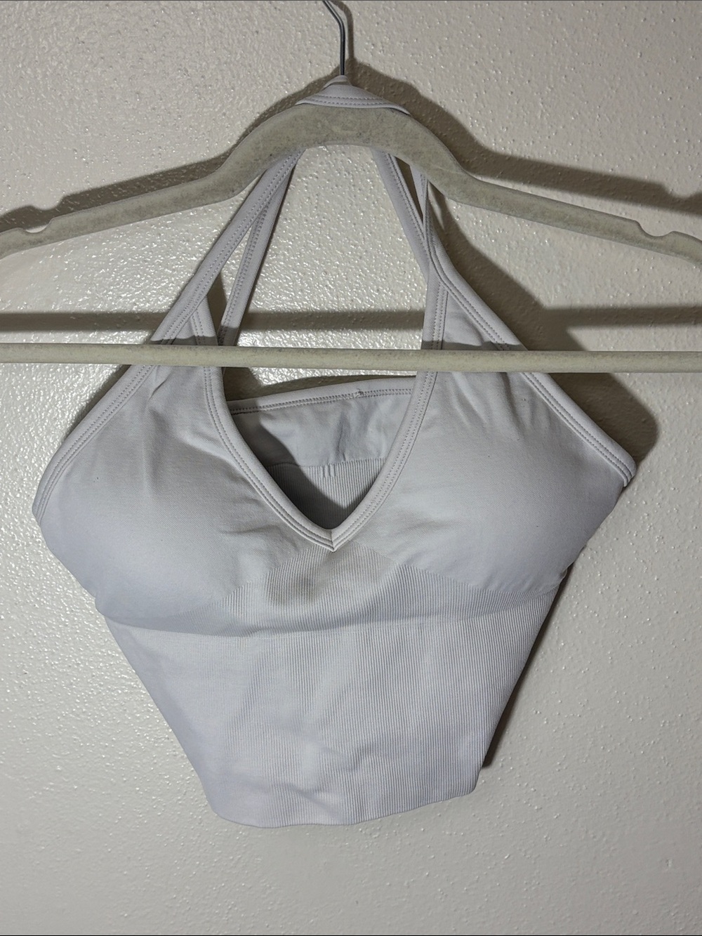 White Halter Tank Top with V-Neck